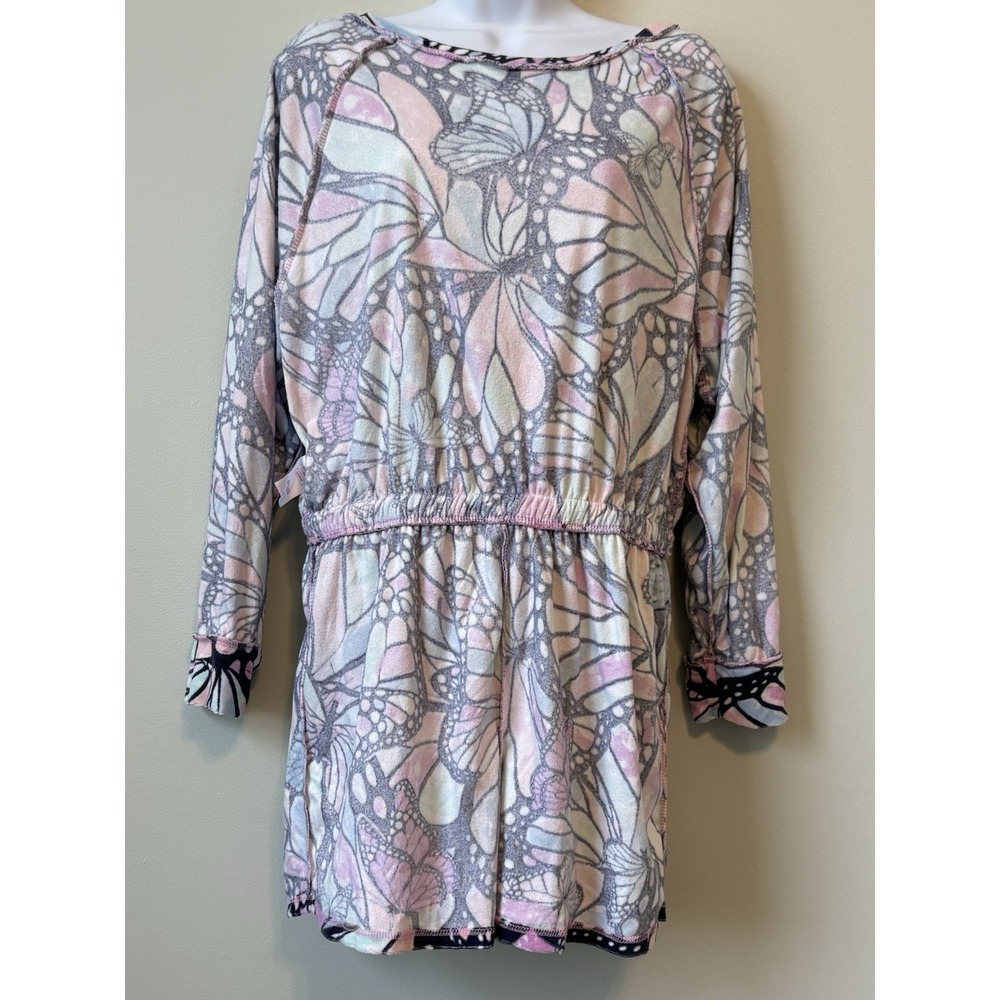 Justice Girls XL Romper Butterfly Print Long Sleeve Slate Multi Flame Resistant - Picture 7 of 12